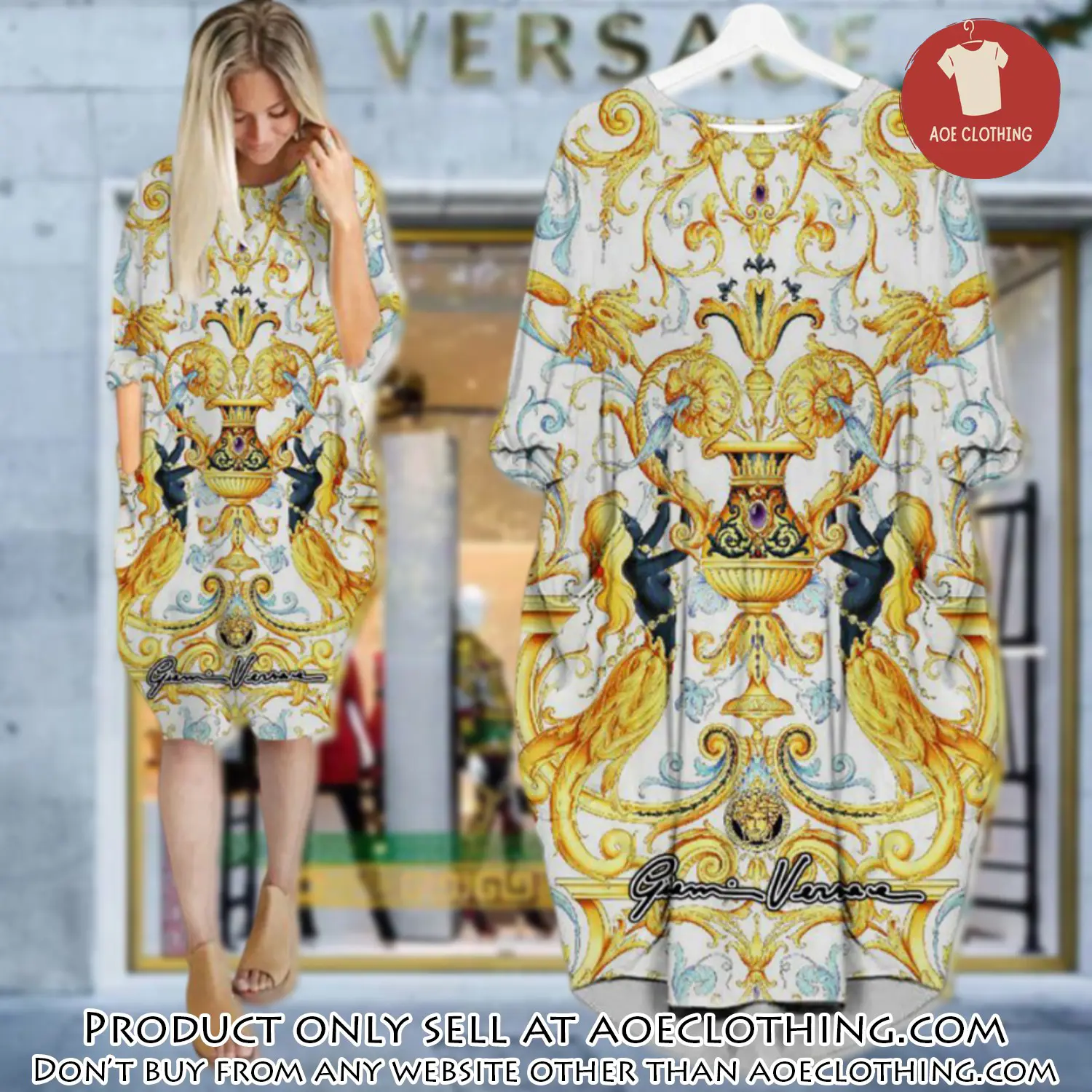 Gianni versace white batwing pocket dress luxury brand for women pd071 aoe1838113